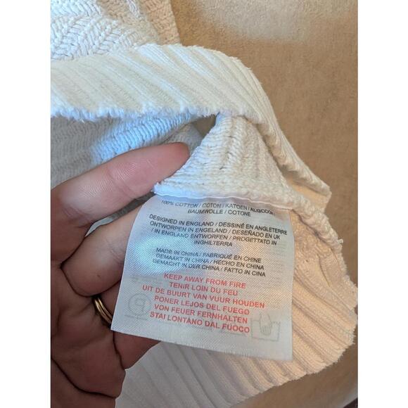 JUMPER 1234 white cotton fold-over collar sweater sz 6 - Picture 3 of 5